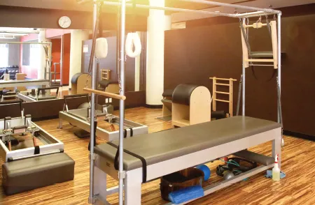 Pilates reformers in the dedicated Pilates studio